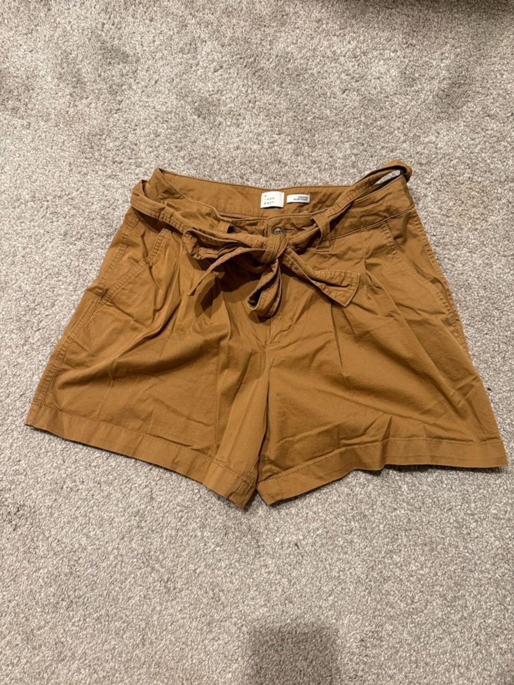 a new day Tan High-Waist Paperbag Tie Shorts